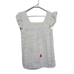 Vtg 1970s Body English Ivory Embroidered Ruffle Boho Top Womans Size Md